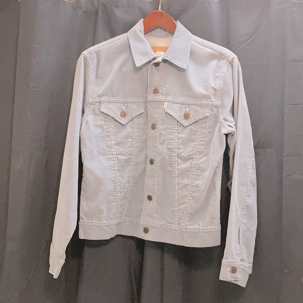 Vintage 1970s Light Blue corduroy Levi jacket.